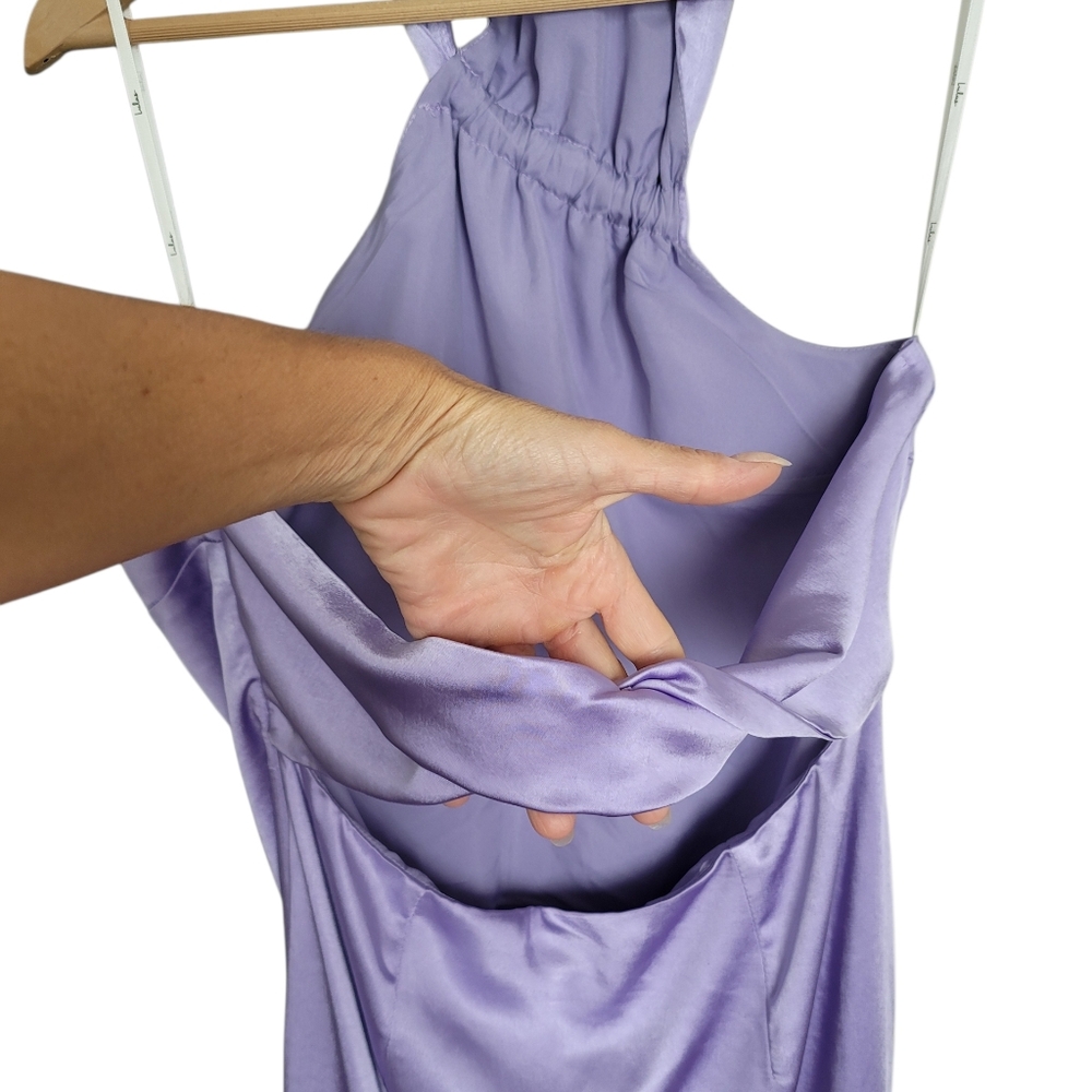 🆕️ Lulus Perfectly Sleek Lavender Satin Halter Slip Midi Dress - Picture 15 of 16